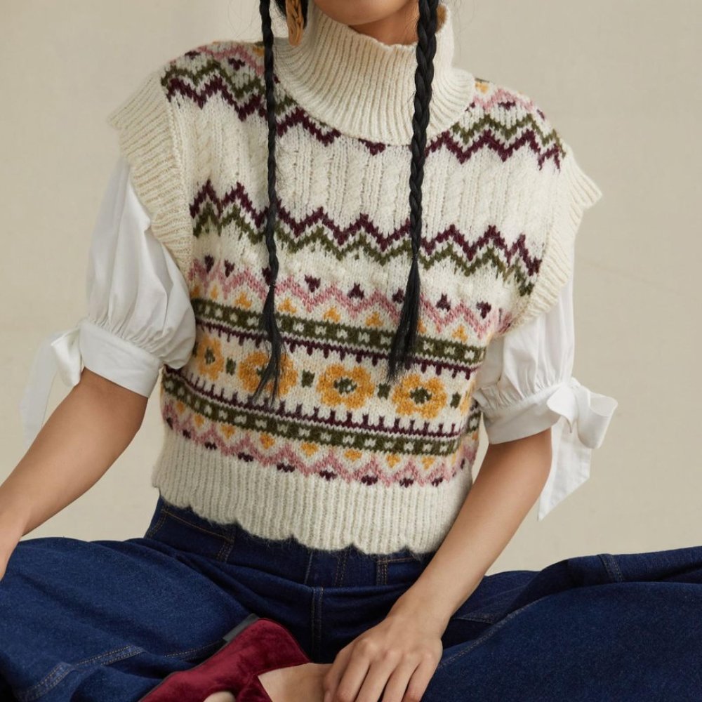 Turtleneck Sweater Vest - Size M - Anthropologie